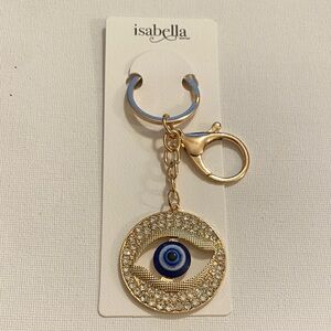 Isabella Gold and Blue Evil Eye Keychain